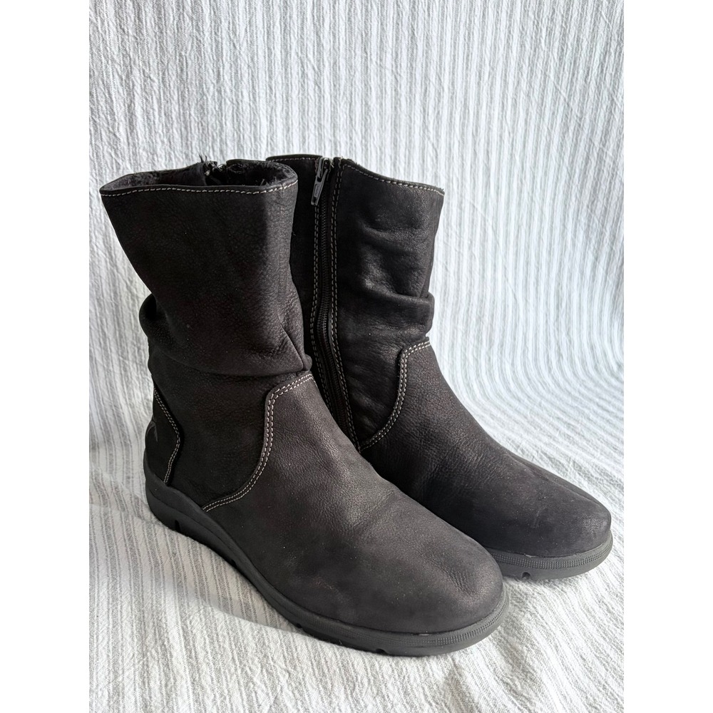 Dromedaris Black Leather Faux Fur Lined Mid Calf Slouch Boots Womens 39 Portugal